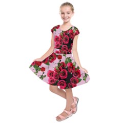 Roses Pink Kids  Short Sleeve Dress by snowwhitegirl