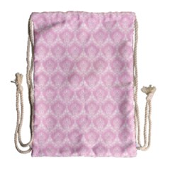 Damask Pink Drawstring Bag (large) by snowwhitegirl