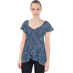 Damask Blue Lace Front Dolly Top by snowwhitegirl