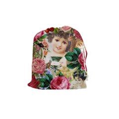 Little Girl Victorian Collage Drawstring Pouches (medium)  by snowwhitegirl