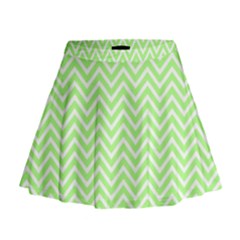 Green Chevron Mini Flare Skirt by snowwhitegirl