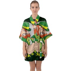 St  Patricks Day Quarter Sleeve Kimono Robe by Valentinaart