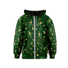 St Patricks Day Pattern Kids  Zipper Hoodie by Valentinaart