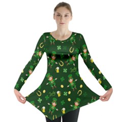 St Patricks Day Pattern Long Sleeve Tunic  by Valentinaart