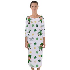 St Patricks Day Pattern Quarter Sleeve Midi Bodycon Dress by Valentinaart