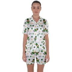 St Patricks Day Pattern Satin Short Sleeve Pyjamas Set by Valentinaart