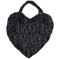 Elio s Shirt Faces In White Outlines On Black Crying Scene Giant Heart Shaped Tote by PodArtist