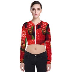 Red Strawberries Bomber Jacket by snowwhitegirl