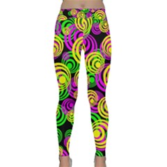 Bright Yellow Pink And Green Neon Circles Classic Yoga Leggings by PodArtist