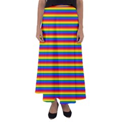 Horizontal Gay Pride Rainbow Flag Pin Stripes Flared Maxi Skirt by PodArtist