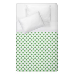 Green Heart-shaped Clover On White St  Patrick s Day Duvet Cover (single Size) by PodArtist