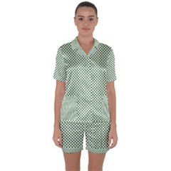 Shamrock 2-tone Green On White St Patrick’s Day Clover Satin Short Sleeve Pyjamas Set by PodArtist