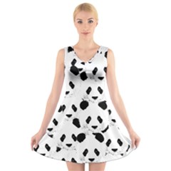 Panda Pattern V-neck Sleeveless Skater Dress by Valentinaart