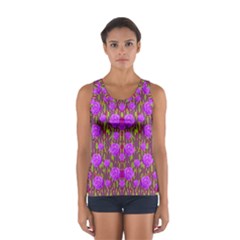 Roses Dancing On A Tulip Field Of Festive Colors Sport Tank Top  by pepitasart