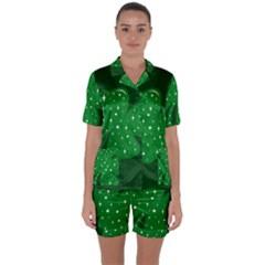 Sparkly Clover Satin Short Sleeve Pyjamas Set by Valentinaart