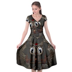 Wonderful Cute  Steampunk Owl Cap Sleeve Wrap Front Dress by FantasyWorld7