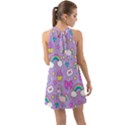 Cute Unicorn Pattern Halter Tie Back Chiffon Dress View2