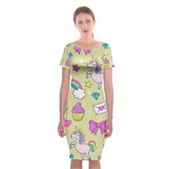 Cute Unicorn Pattern Classic Short Sleeve Midi Dress by Valentinaart