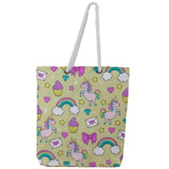 Cute Unicorn Pattern Full Print Rope Handle Tote (large) by Valentinaart