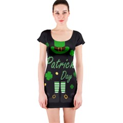 St Patricks Leprechaun Short Sleeve Bodycon Dress by Valentinaart