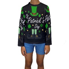 St Patricks Leprechaun Kids  Long Sleeve Swimwear by Valentinaart