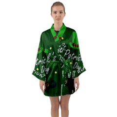 St Patricks Leprechaun Long Sleeve Kimono Robe by Valentinaart