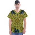 Fantasy Plumeria Decorative Real And Mandala Men s V-Neck Scrub Top View1