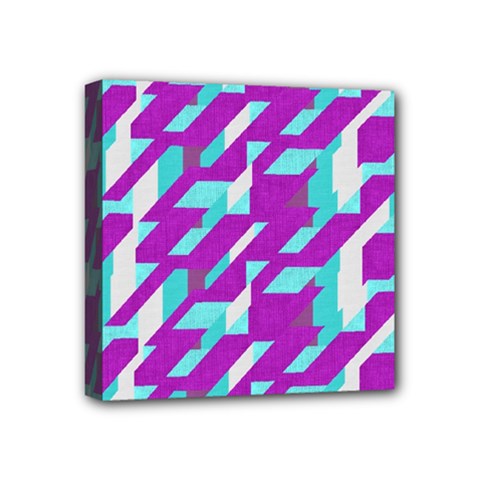 Fabric Textile Texture Purple Aqua Mini Canvas 4  X 4  by Nexatart