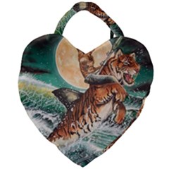 Tiger Shark Giant Heart Shaped Tote by redmaidenart