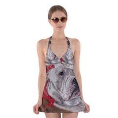 Dog Portrait Halter Dress Swimsuit  by redmaidenart