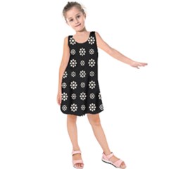 Dark Stylized Floral Pattern Kids  Sleeveless Dress by dflcprints