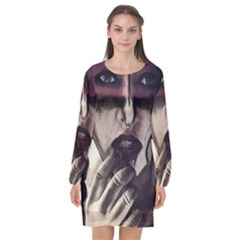 Femininely Badass Long Sleeve Chiffon Shift Dress  by sirenstore