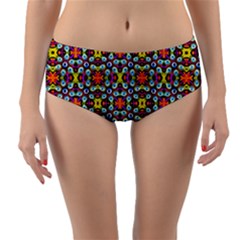 Pattern-28 Reversible Mid-waist Bikini Bottoms by ArtworkByPatrick