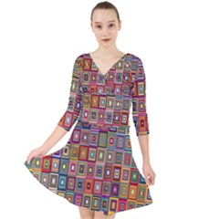 Artwork By Patrick-pattern-33 Quarter Sleeve Front Wrap Dress by ArtworkByPatrick