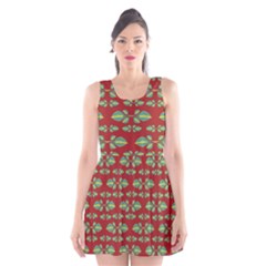 Tropical Stylized Floral Pattern Scoop Neck Skater Dress by dflcprints