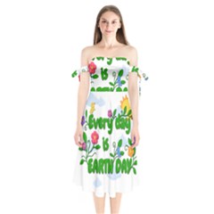 Earth Day Shoulder Tie Bardot Midi Dress by Valentinaart