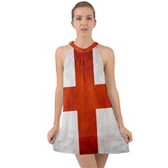 England Flag Halter Tie Back Chiffon Dress by Valentinaart