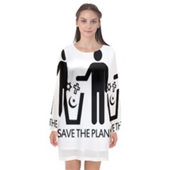 Save The Planet - Religions  Long Sleeve Chiffon Shift Dress  by Valentinaart