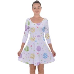 Easter Pattern Quarter Sleeve Skater Dress by Valentinaart