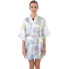 Easter Pattern Quarter Sleeve Kimono Robe by Valentinaart