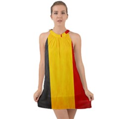 Belgium Flag Halter Tie Back Chiffon Dress by Valentinaart