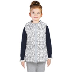 Black And White Ethnic Geometric Pattern Kid s Hooded Puffer Vest by dflcprints