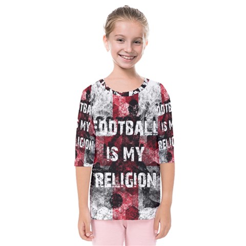 Football Is My Religion Kids  Quarter Sleeve Raglan Tee by Valentinaart