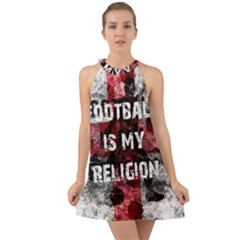 Football Is My Religion Halter Tie Back Chiffon Dress by Valentinaart