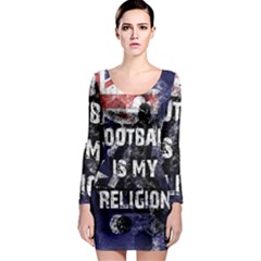 Football Is My Religion Long Sleeve Bodycon Dress by Valentinaart