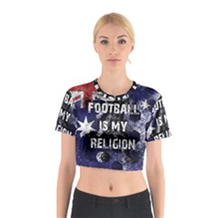 Football Is My Religion Cotton Crop Top by Valentinaart