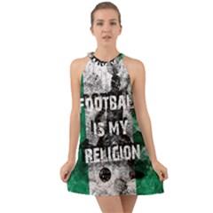 Football Is My Religion Halter Tie Back Chiffon Dress by Valentinaart