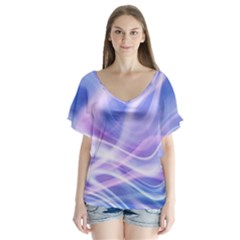 Abstract Graphic Design Background V-neck Flutter Sleeve Top by Sapixe