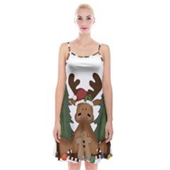 Christmas Moose Spaghetti Strap Velvet Dress by Sapixe