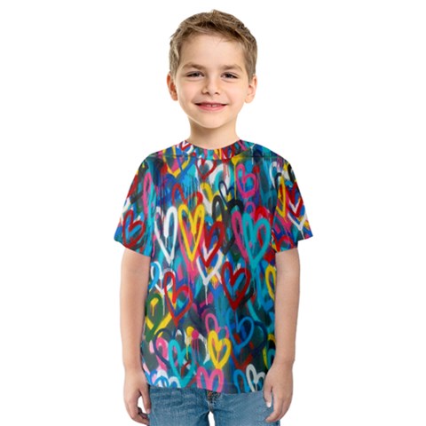 Graffiti Hearts Street Art Spray Paint Rad Kids  Sport Mesh Tee by genx